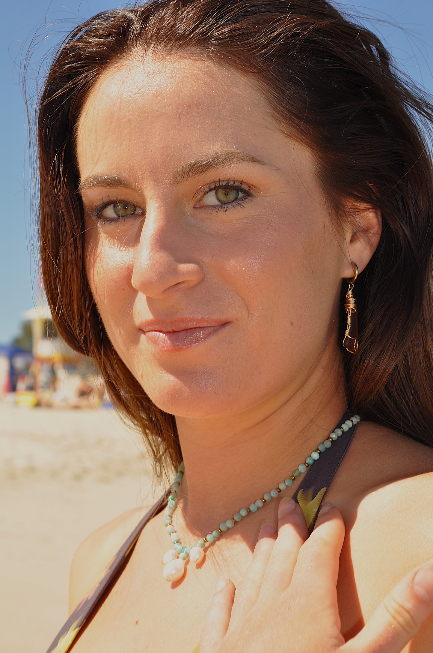 Amber Seaglass Huggies