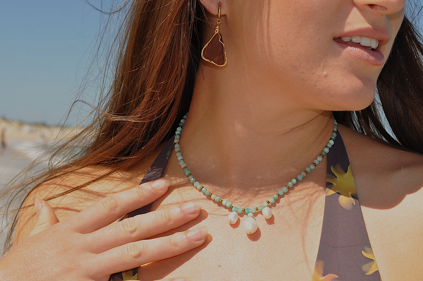 Amazonite Pearl Necklace