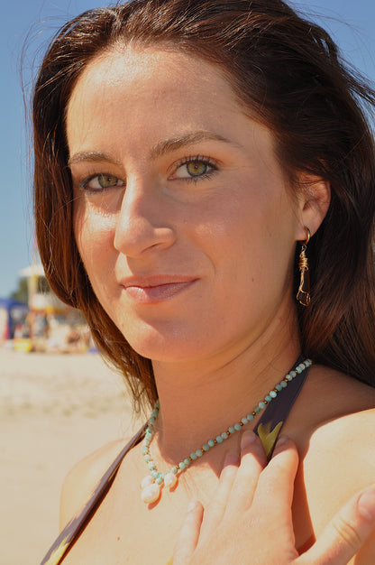 Amber Seaglass Huggies