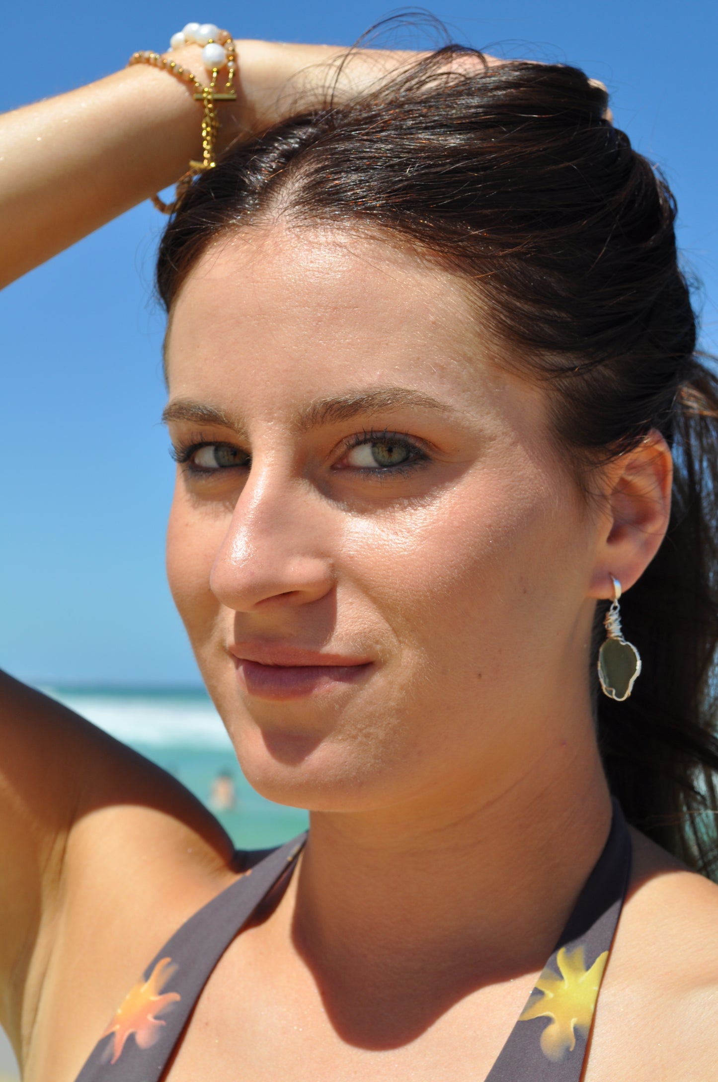 Olive Seaglass Huggies